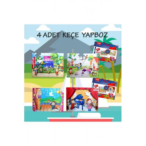 Zümra Online247 4 Set - 96 Parça Oyun Parkı ve Sahne 5+ Keçe Yapboz - 5 Yaş Puzzle