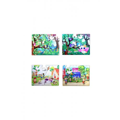 CLZ247 4 Set - 96 Parça  Baykuş ve Oyun Parkı 5+ Keçe Yapboz - 5 Yaş Puzzle