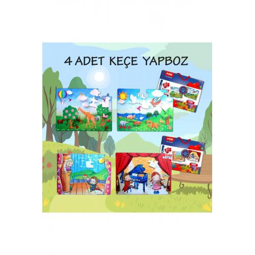 CLZ247 4 Set - 96 Parça Origami ve Sahne 5+ Keçe Yapboz - 5 Yaş Puzzle