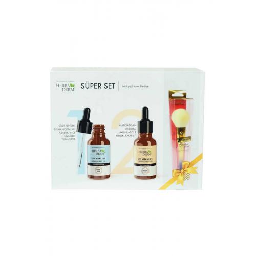 Süper Set Superserum Aha-Peeling 30 ML + Saf Vitamin C 30 ML + Makyaj Fırçası