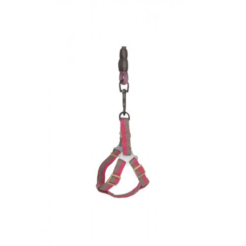 Köpek Göğüs Tasma Seti Dalga Desenli 2 cm*40-58 cm Mor-Pembe