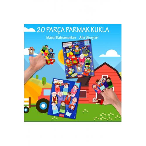 CLZ247 2 Set - 20 Parça Masal Kahramanları ve Aile Bireyleri Parmak Kukla