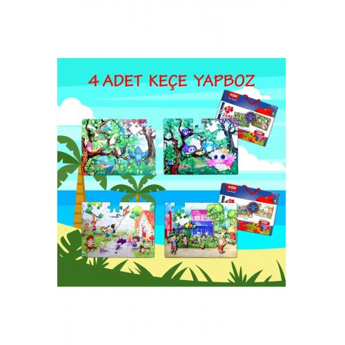 4 Set - 96 Parça Baykuş Ve Oyun Parkı 5 Keçe Yapboz - 5 Yaş Puzzle