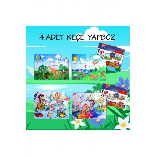 CLZ247 4 Set - 96 Parça  Origami ve Müzik 5+ Keçe Yapboz - 5 Yaş Puzzle