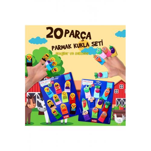 CLZ247 2 Set - 20 Parça  Emojiler ve Sebzeler Parmak Kukla