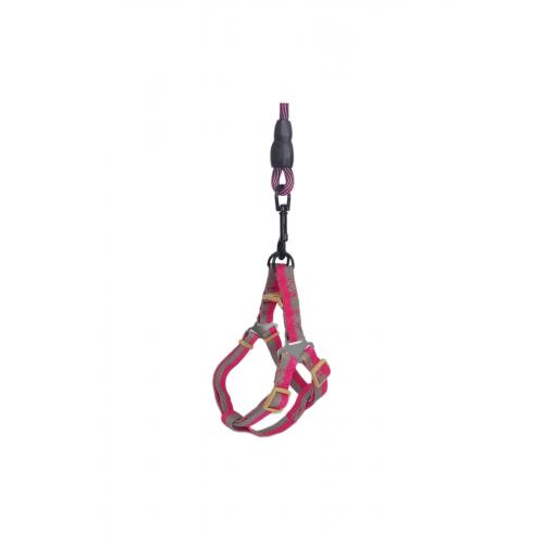 Köpek Göğüs Tasma Seti Dalga Desenli 2 cm*40-58 cm Mor-Pembe