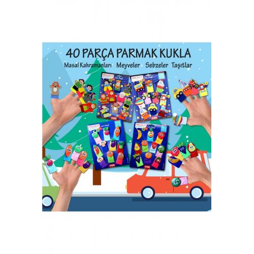 4 Set - 40 Parça Masal Kahramanları, Meyveler, Sebzeler Ve Taşıtlar Parmak Kukla