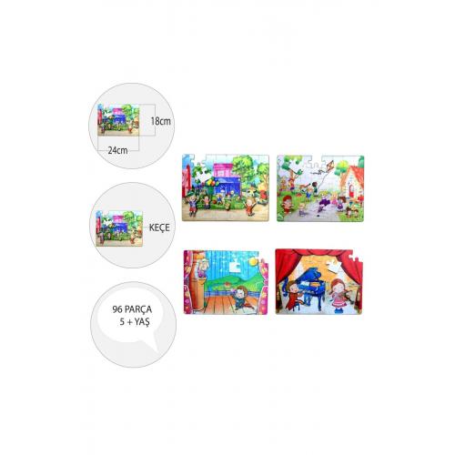 Zümra Online247 4 Set - 96 Parça Oyun Parkı ve Sahne 5+ Keçe Yapboz - 5 Yaş Puzzle