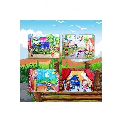 Zümra Online247 4 Set - 96 Parça Oyun Parkı ve Sahne 5+ Keçe Yapboz - 5 Yaş Puzzle