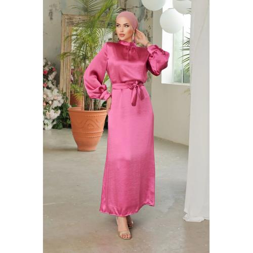 CLZ275 Saten Elbise Pembe