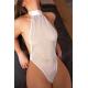 CLZ946 Beyaz Sexy File Bodysuit -1046