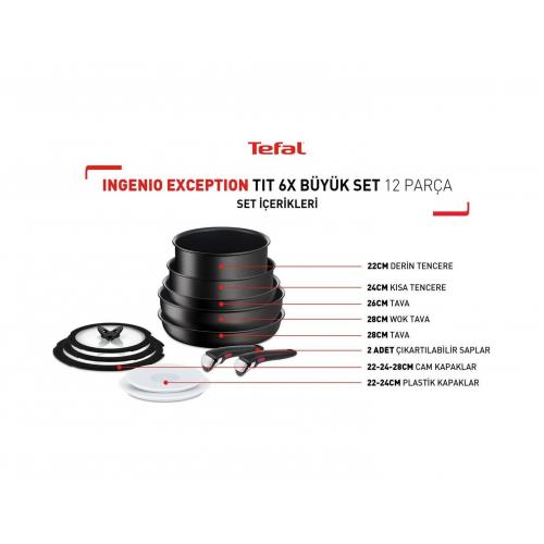 Tefal Ingenio Exception Titanyum 6X Büyük Set Tencere Tava Seti 12 Parça