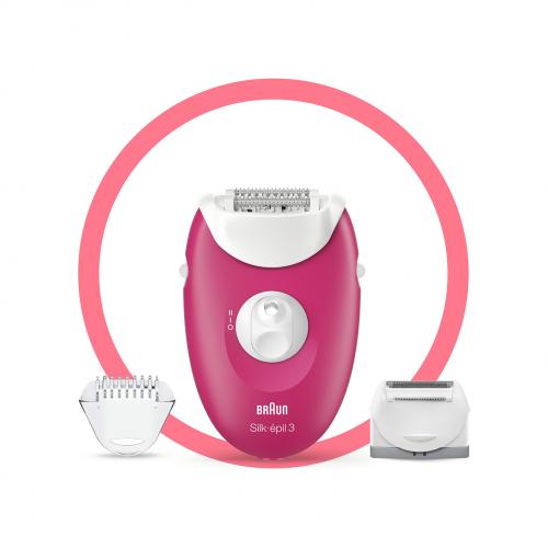 Braun Silk-Epil 3 3276 Smartlight 2'si 1 Arada Kablolu Epilatör Pembe