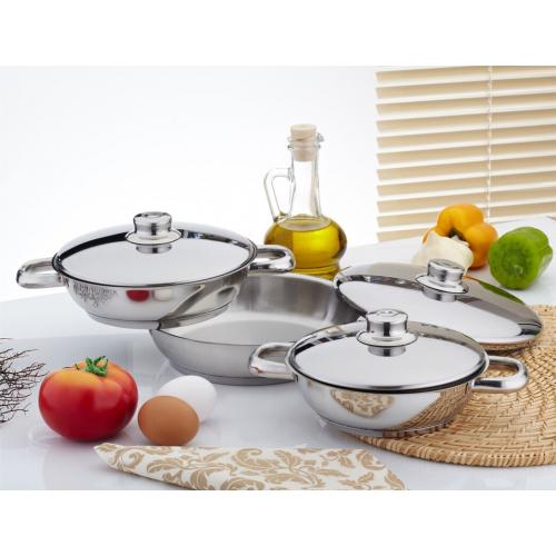 Gülsan 6 Parça Çelik Kapaklı Omlet Set 16-18-20 cm-9016918401045