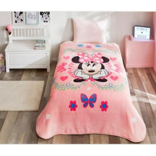 Taç Lisanslı Battaniye Minnie Mouse Pinky Garden Tek Kişilik