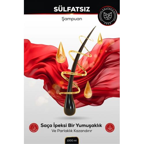 Sülfatsız Şampuan, Keratin Içeren Besleyici &onarıcı Etki, Sülfat Tuz Silikon Paraben Içermez,1000ml