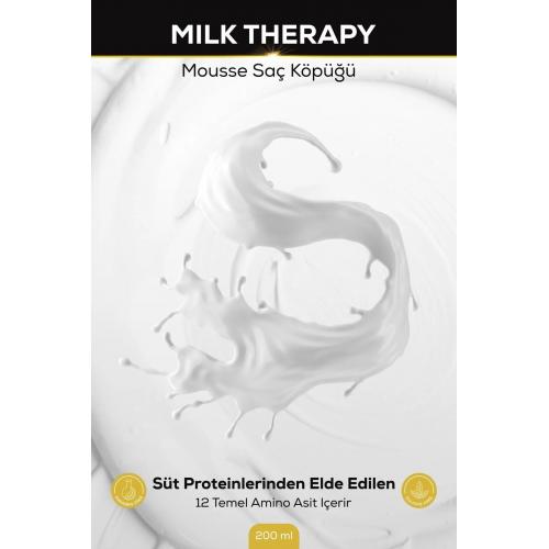 Milk Therapy Mousse Saç Köpüğü, Süt Proteini Ve 12 Aminoasit Içerir, Doğal Bakım, Parabensiz, 200ml