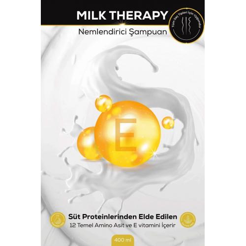 Milk Therapy Nemlendirici Şampuan, E-vitamini Süt Proteini Ve 12 Aminoasit Içerir, Doğal Bakım 400ml