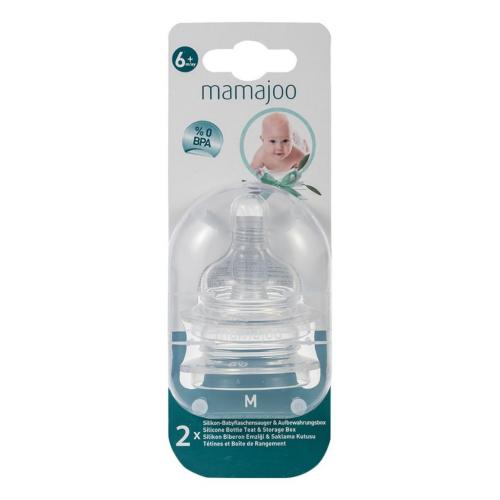 Mamajoo %0 BPA Silikon Biberon Emziği İkili M No.2 6 ay+