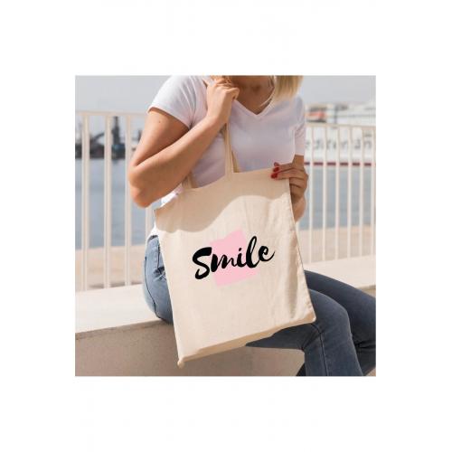 Gülümse Tasarımlı Hediyelik Bez Çanta - AB25