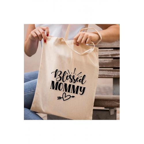 Blessed Mommy Tasarımlı Ham Bez Çanta - AB16