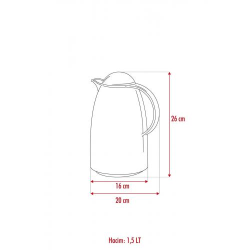 1.5 LT Isı Yalıtımlı Çay Ve Soğuk Su Termosu Şeffaf (12 Saat Sıcak Tutar& İçi Camdır)