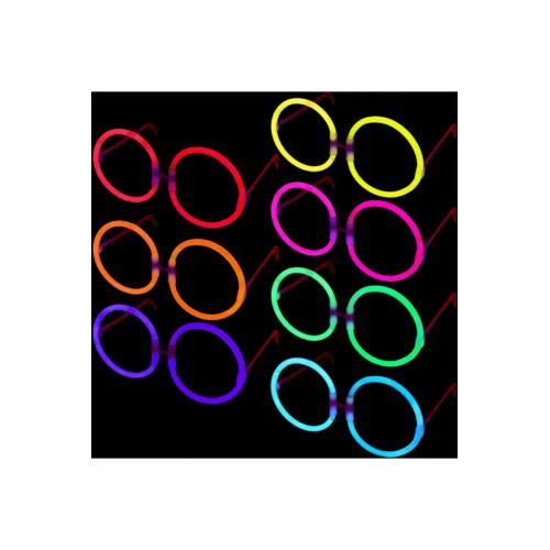 Glow Stick Parti Gözlüğü Glow Partisi Yuvarlak Şekilli Fosforlu Gözlük 6 Adet (LİSİNYA)