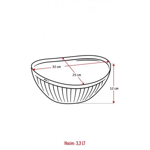 Akrilik Barok Şeffaf Büyük Oval Meyve & Salata Kasesi & Karıştırma Kabı / 3,3 Lt  (CAM DEĞİLDİR)