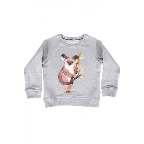 Koala Baskılı Organik Çocuk Sweatshirt-Gri