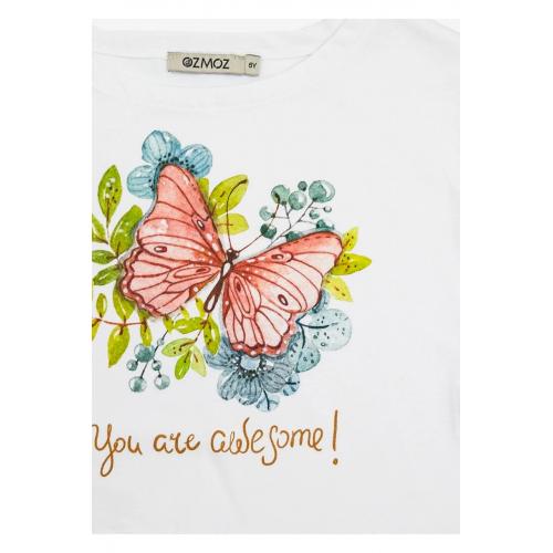 Kız Çocuk Kelebek Desenli Crop Tshirt