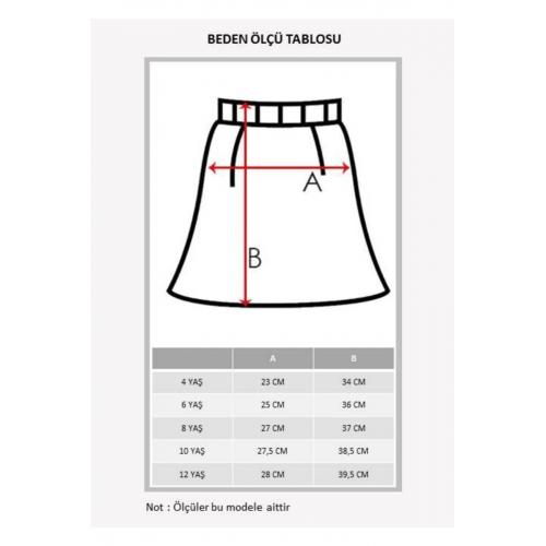 Baskılı Beli Lastikli Astarlı Kız Çocuk Kloş Etek