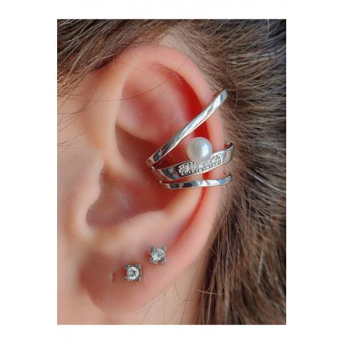 İnci Model Kıkırdak Küpesi Ear Cuff Silver Renkli