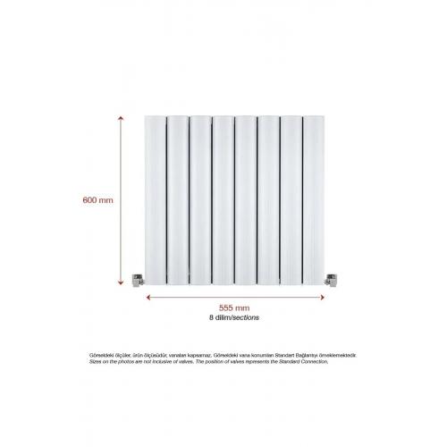 600mm X 555mm Amber Yüksek Isı Kapasiteli Dekoratif Yatay Beyaz Alüminyum Radyatör