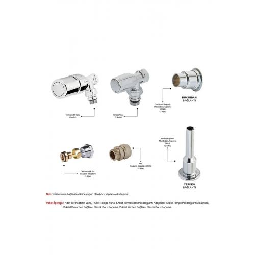 Termostatik Köşe Krom Vana Takımı Radyatör Paketi Seti