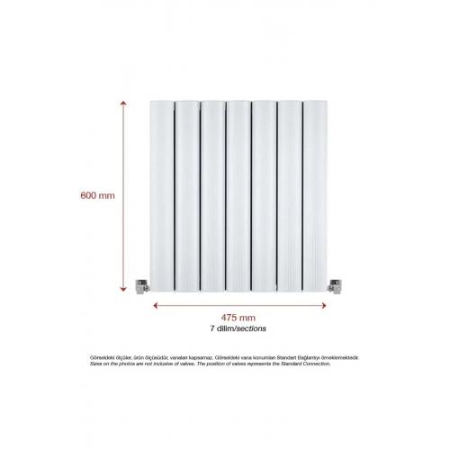 600mm X 475mm Amber Yüksek Isı Kapasiteli Dekoratif Yatay Beyaz Alüminyum Radyatör