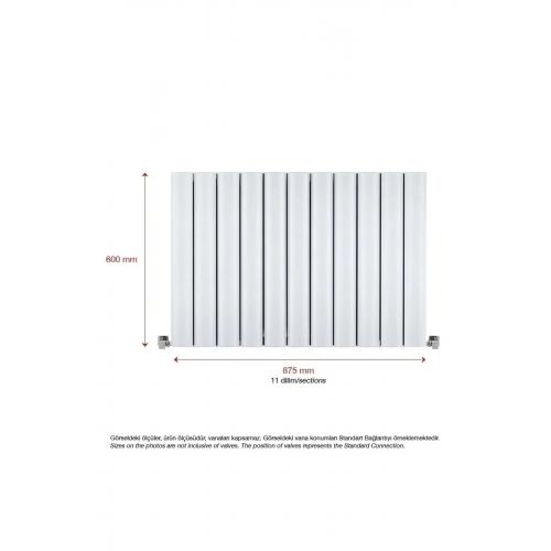 600 X 875mm Amber Yüksek Isı Kapasiteli Dekoratif Yatay Beyaz Alüminyum Radyatör