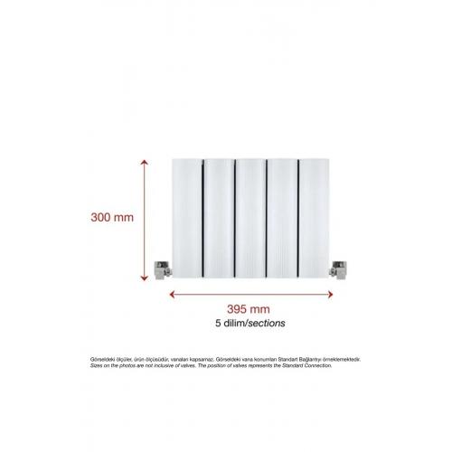 300mm X 395mm Amber Yüksek Isı Kapasiteli Dekoratif Yatay Beyaz Alüminyum Radyatör