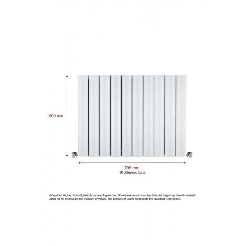 600mm X 795mm Yüksek Isı Kapasiteli Dekoratif Amber Yatay Beyaz Alüminyum Radyatör