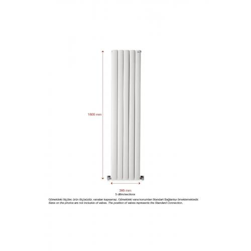 1800mm X 395mm Lilac Yüksek Isı Kapasiteli Dekoratif Dikey Beyaz Alüminyum Radyatör