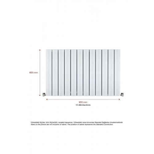 600 X 955 Mm Yüksek Isı Kapasiteli Dekoratif Amber Yatay Beyaz Alüminyum Radyatör