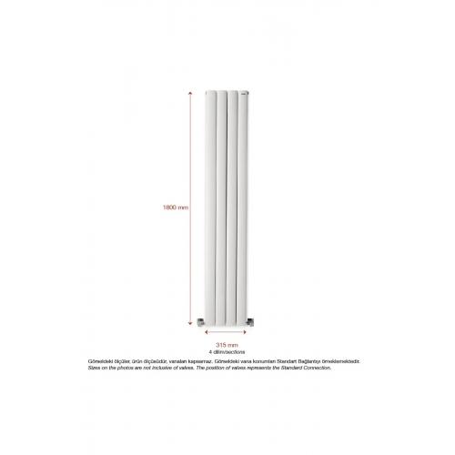 1800mm X 315mm Lilac Yüksek Isı Kapasiteli Dekoratif Dikey Beyaz Alüminyum Radyatör