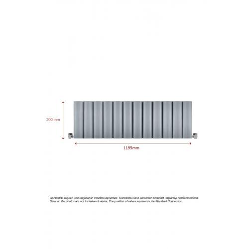 300mm X 1195mm Yüksek Isı Kapasiteli Dekoratif Amber Yatay Aluminyum Gümüş Gri Radyatör