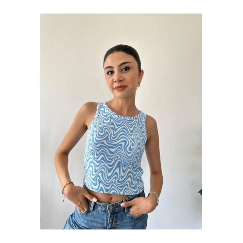 FİTTED FİTİLLİ ESNEK HALTER YAKA CROP ATLET