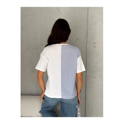 Arkası Çizgi Detaylı Cepli Oversize T-Shirt