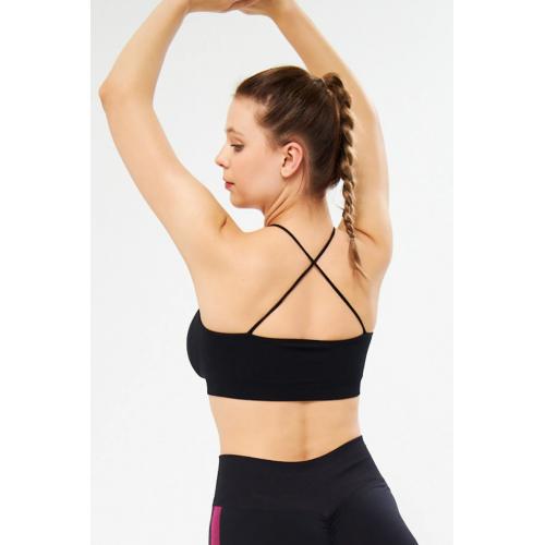 Siyah Askılı ve Pedli Push Up Spor Bra