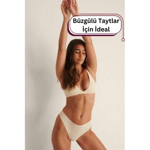 Seamless Taytlarda İz Bırakmayan  Dikişsiz Esnek Tanga Külot String Ribbed Fitilli Thong