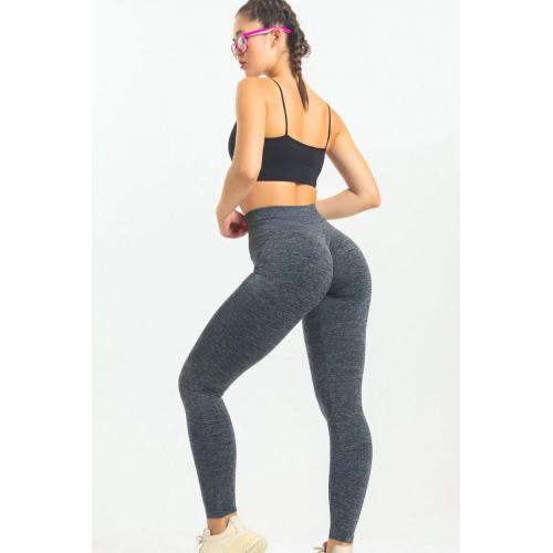 Gri Kalçası Büzgülü Push Up Kalça Şekillendirici Seamless Likralı Spor Tayt