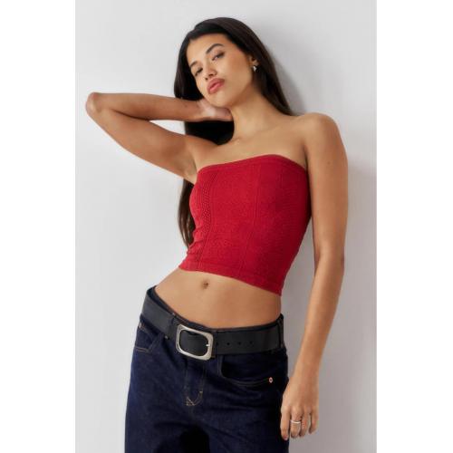 UO-Desenli Dokulu Straplez Kaydırmaz Korse Bel İnceltici Etkili Korse Kadın Crop Top