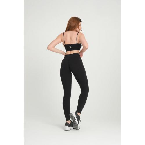 Siyah Kalçası Büzgülü Gymhams(BASKISIZ) Kalça Şekillendirici Push Up Seamless Fitness Spor Tayt