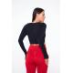 Uzun Kollu Parmak Geçirme Detaylı Spor Crop Top